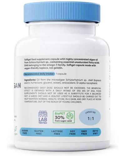 Omega-3 Vegan, 250 mg DHA, 60 гел капсули, Osavi - 3