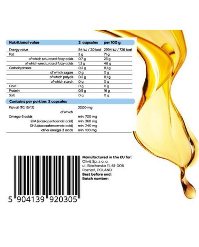 Omega-3 Fish Oil, 1000 mg, lemon, 180 гел капсули, Osavi - 2