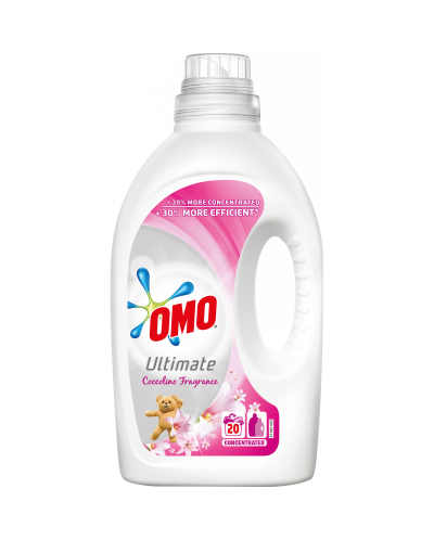 Omo Течен перилен препарат Ultimate Liquid Cocolino, 20 изпирания, 1 л + 30% по-концентриран и ефикасен срещу петна