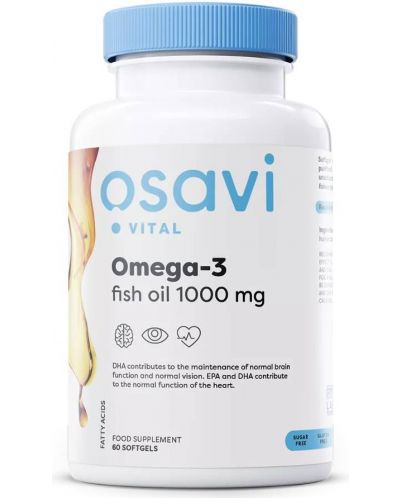 Omega-3 Fish Oil, 1000 mg, 60 гел капсули, Osavi - 1