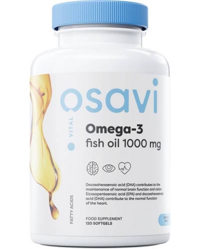 Omega-3 Fish Oil, 1000 mg, lemon, 120 гел капсули, Osavi - 1