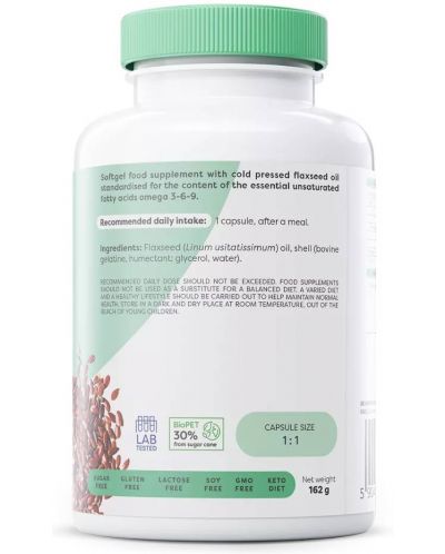 Omega 3-6-9 Flaxseed Oil, 1000 mg, 120 гел капсули, Osavi - 3