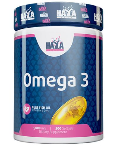 Omega 3, 1000 mg, 500 капсули, Haya Labs - 1