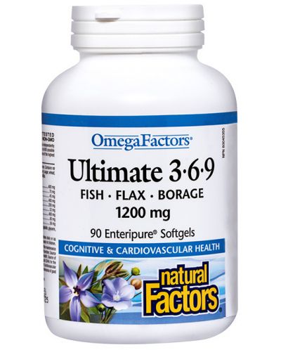 Omega Factors Ultimate 3-6-9, 1200 mg, 90 капсули, Natural Factors - 1