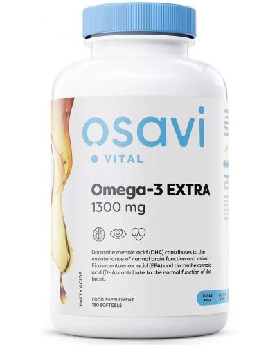 Omega-3 Extra, 1300 mg, 180 гел капсули, Osavi - 1