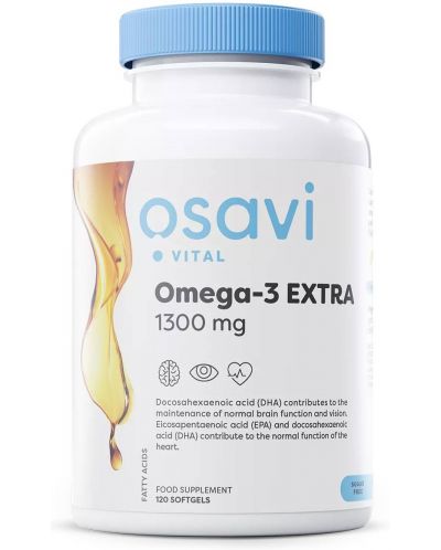 Omega-3 Extra, 1300 mg, 120 гел капсули, Osavi - 1