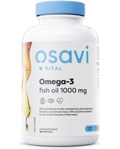 Omega-3 Fish Oil, 1000 mg, 180 гел капсули, Osavi - 1