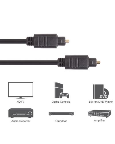 Оптичен кабел VCom - CV905, Toslink, 3m, черен - 3