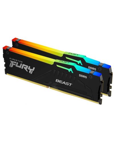 Оперативна памет Kingston - FURY Beast Black RGB XMP, 32GB, DDR5, 6000MHz - 1