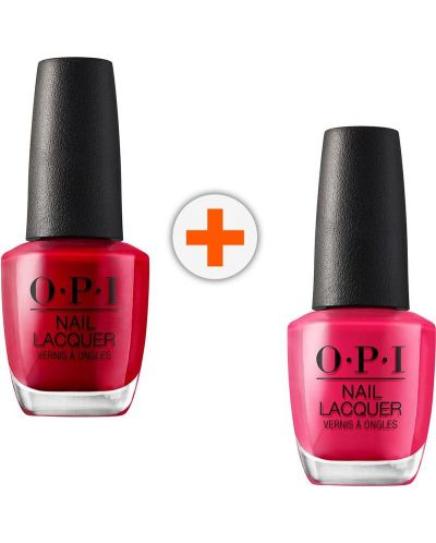 OPI Nail Lacquer Комплект - Лак за нокти, She's a Bad Muff & The Thrill of Brazil, 2 x 15 ml - 1
