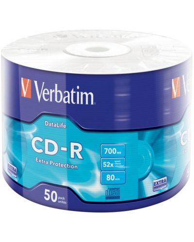 Оптичен носител Verbatim - CD-R 700MB 52X, Extra Protection Wrap, 50 броя - 1