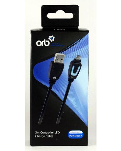 ORB кабел с LED индикатор за зареждане на PS4 контролер - 3 метра - 3