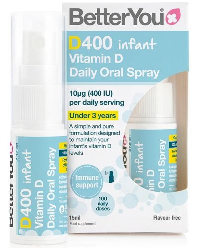 D400 Infant Орален спрей, 15 ml, 100 дневни дози, Better You - 1