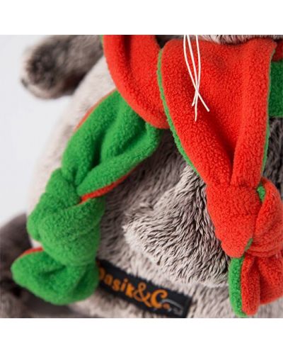 Плюшена играчка Budi Basa - Коте Басик, с оранжево-зелена шапка и шал, 22 cm - 3