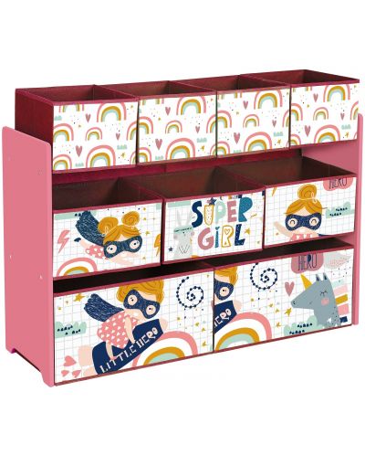 Органайзер-етажерка за играчки и книжки Ginger Home - Super Girl, с 9 коша - 1
