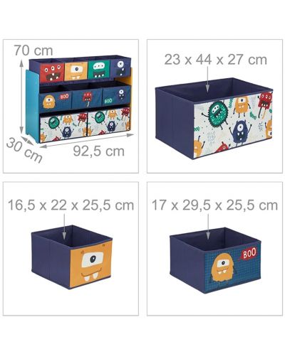 Органайзер-етажерка за играчки и книжки Ginger Home - Monster, с 9 кутии - 6