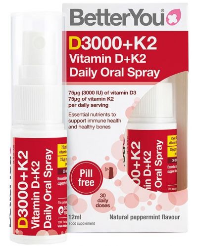 Vitamin D + K2 Орален спрей, 12 ml, 30 дневни дози, Better You - 1