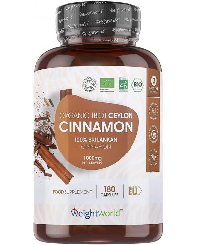 Organic Ceylon Cinnamon, 180 капсули, Weight World - 1