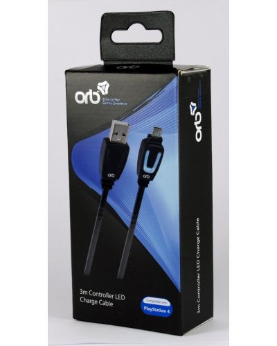 ORB кабел с LED индикатор за зареждане на PS4 контролер - 3 метра - 2