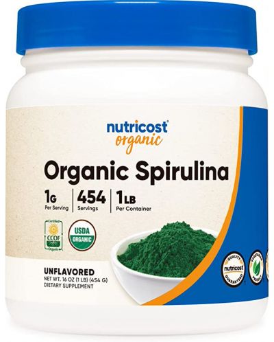 Organic Spirulina, неовкусен, 454 g, Nutricost - 1