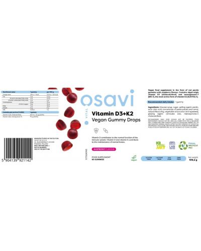 Osavi Vitamin D3 + K2, 60 желирани таблетки, Osavi - 2