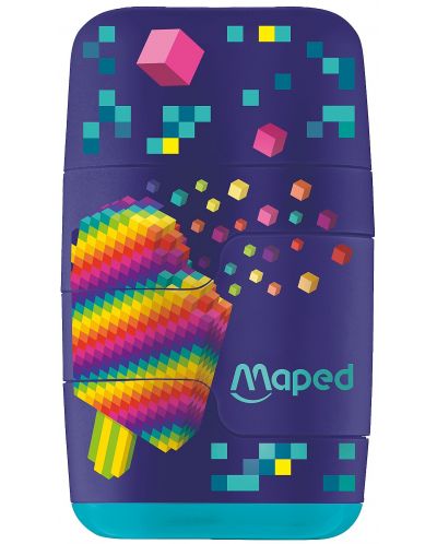 Острилкогума Maped Connect - Pixel Party, двойна - 1