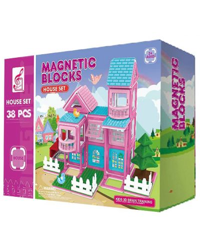 Конструктор с магнитни елементи Ocie Magnetic Blocks - House, 38 части - 1