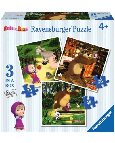 Пъзел Ravensburger 3 в 1 - Маша и приятели