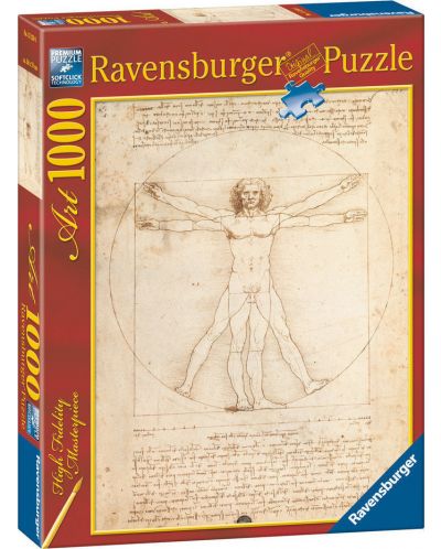 Пъзел Ravensburger от 1000 части - Витрувианския човек, Леонардо да Винчи - 1