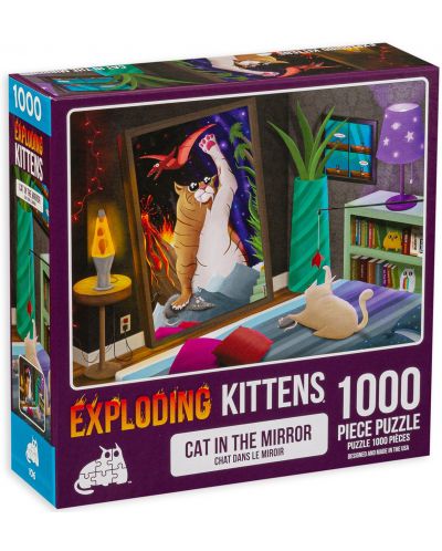 Пъзел Exploding Kittens от 1000 части - Котешко огледало - 1