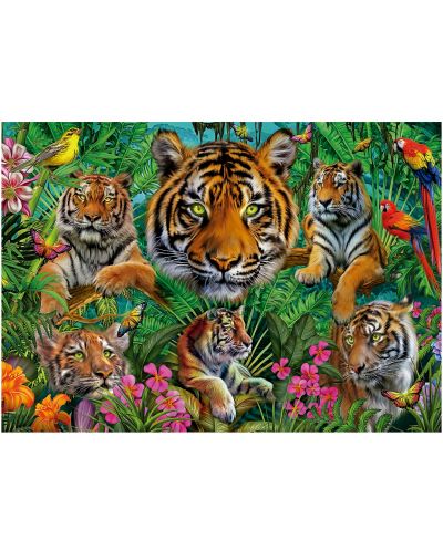 Пъзел Educa от 500 части - Тигри в джунглата - 2