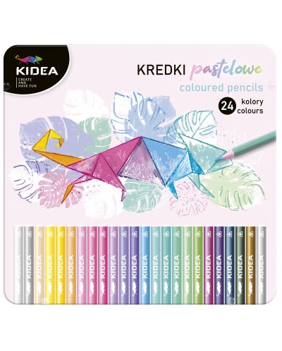 Пастелени моливи Kidea в метална кутия - 24 цвята - 1