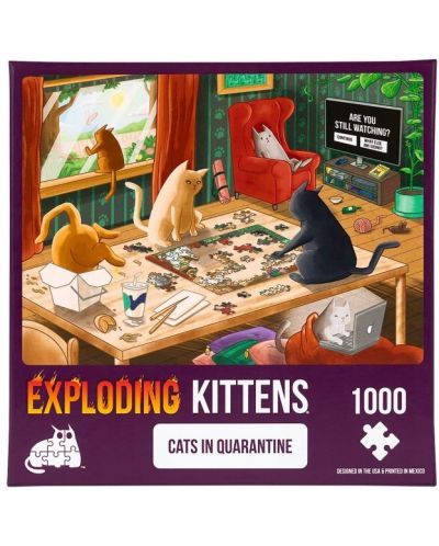 Пъзел Exploding Kittens от 1000 части - Котета под карантина - 1