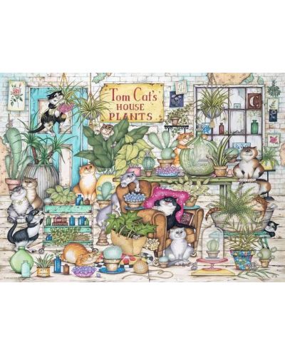 Пъзел Ravensburger от 500 части - Crazy Cats 13: Домашните растения на котката Том - 2