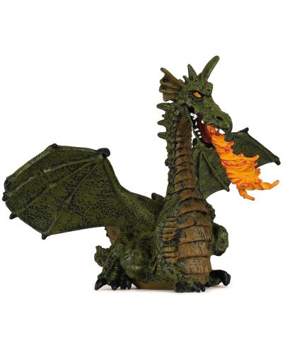 Фигурка Papo The Enchanted World – Огнедишащ дракон, зелен - 1