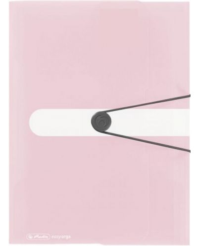 Папка Herlitz - Pastell, с ластик и три капака, розова - 1