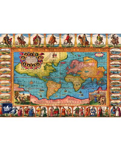 Пъзел Black Sea от 1000 части - Антична карта на света, 1632 г. - 2