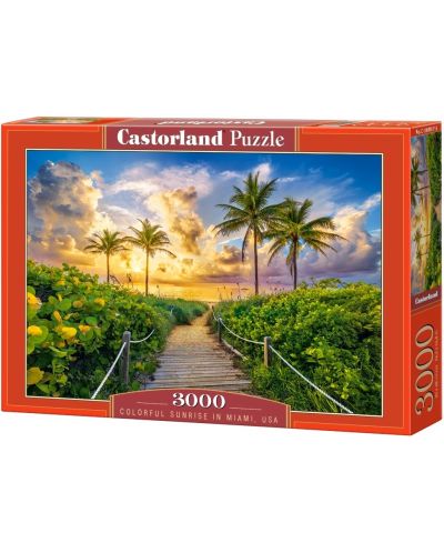 Пъзел Castorland от 3000 части - Цветен изгрев в Маями, САЩ - 1