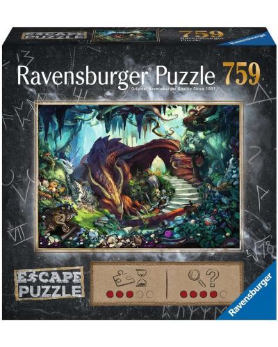 Пъзел-загадка Ravensburger от 759 части - Пещерата на дракона - 1