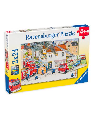 Пъзел Ravensburger от 2 x 24 части - Пожарникари в действие - 1