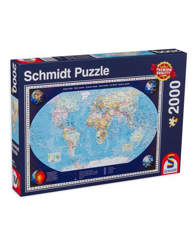 Пъзел Schmidt от 2000 части - Карта на света - 1