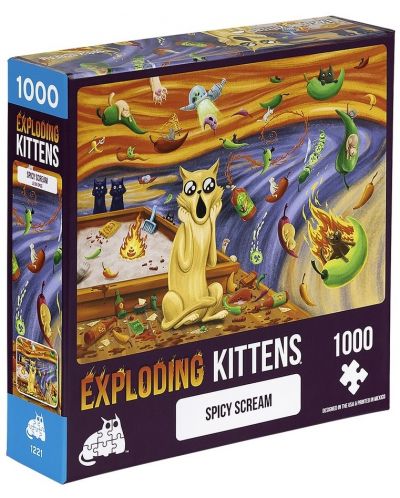 Пъзел Exploding Kittens от 1000 части - Котешки писък - 1