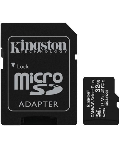 Карта памет Kingston - Canvas Select Plus, 32GB, microSD + адаптер - 1
