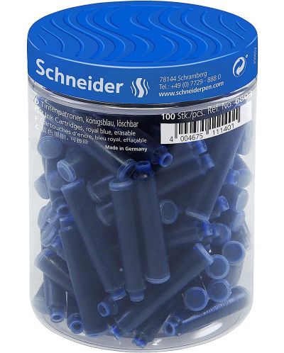 Патрончета за писалка Schneider - 100 броя, сини - 1