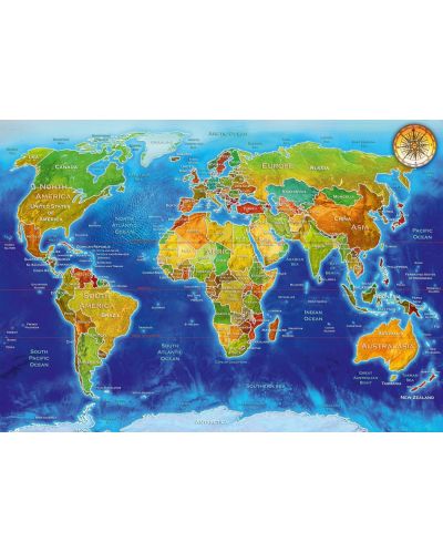 Пъзел Bluebird от 1000 части - Световна гео-политическа карта, Ейдриан Честърман - 2