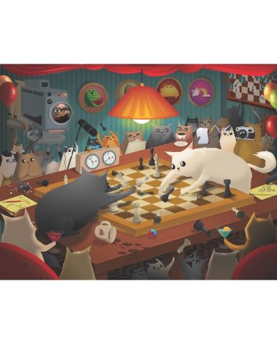 Пъзел Exploding Kittens от 1000 части - Котки играят шах - 2