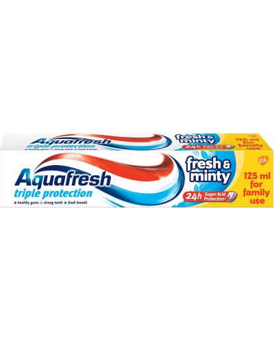 Aquafresh Triple Protection Паста за зъби Fresh & Minty, синя, 125 ml - 1