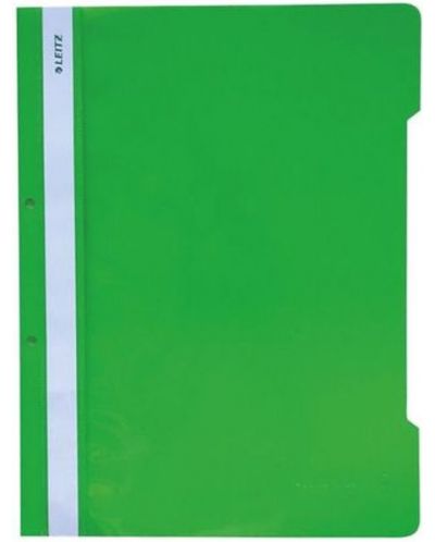Папка Leitz - с машинка и перфорация, зелена - 1