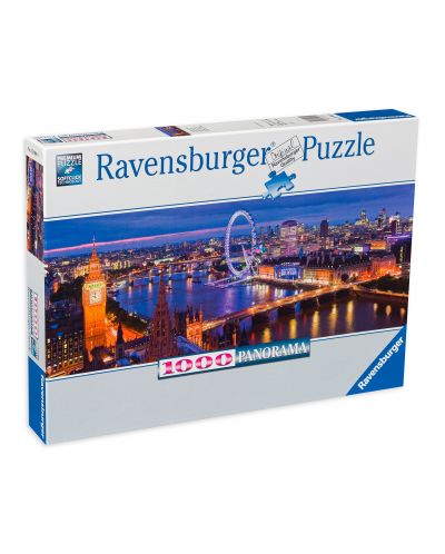 Панорамен пъзел Ravensburger от 1000 части - Нощен Лондон - 1