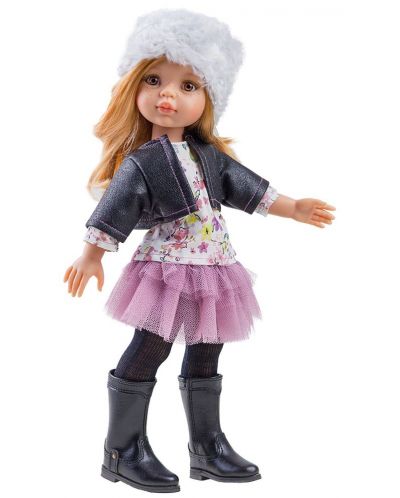 Комплект дрехи за кукла Paola Reina - Късо яке и пухкава шапка, 32 cm - 1